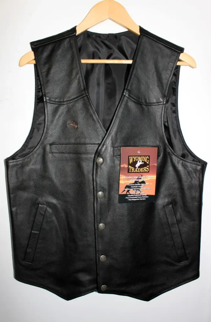 Drover Black Leather Vest