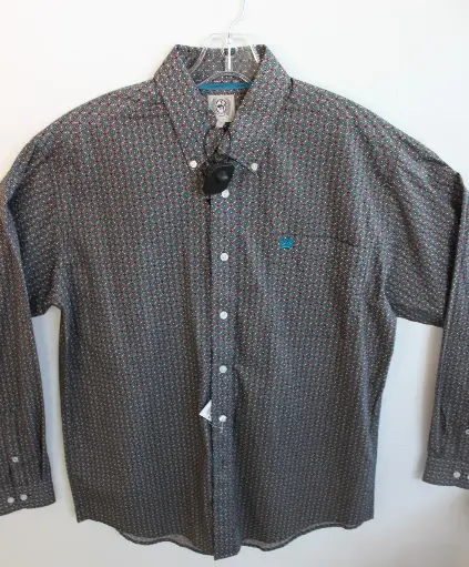 [7218] Men's Cinch Grey Geo Print 